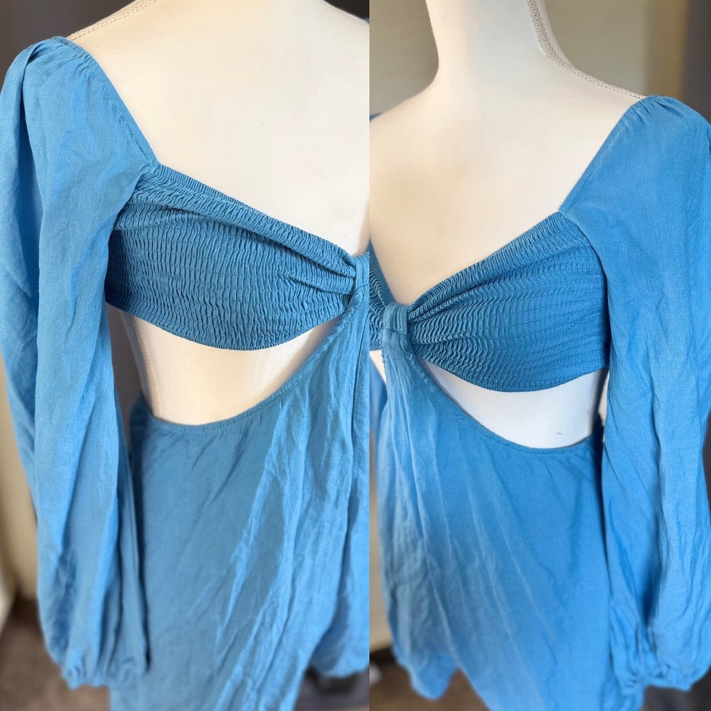 Princess Polly Blue Cutout Long Sleeve Romper - Picture 4 of 8